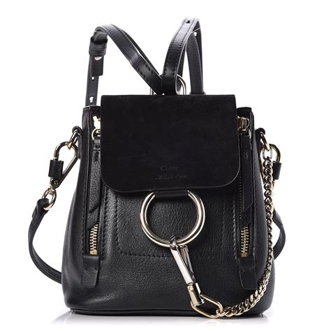 chloe faye mini black|Mini Faye Backpack In Black Smooth & Suede Calfskin .